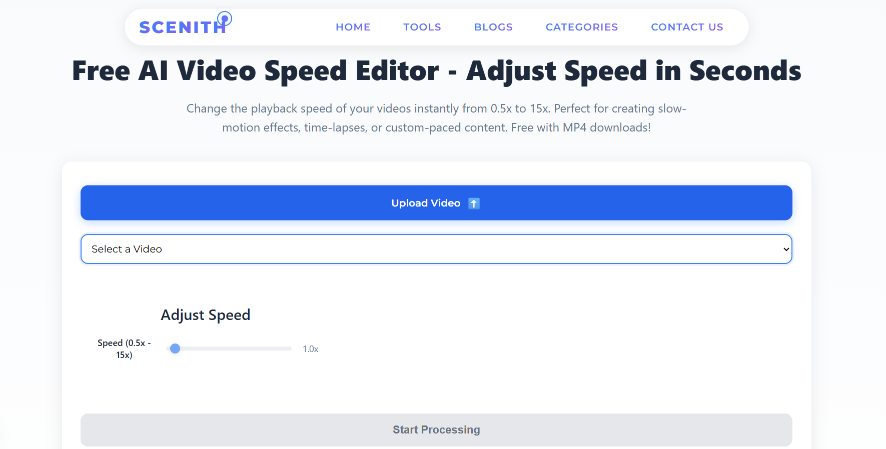 Editing Speed FREE AI Video Speed Editor - Adjust Video Speed Online | SCENITH