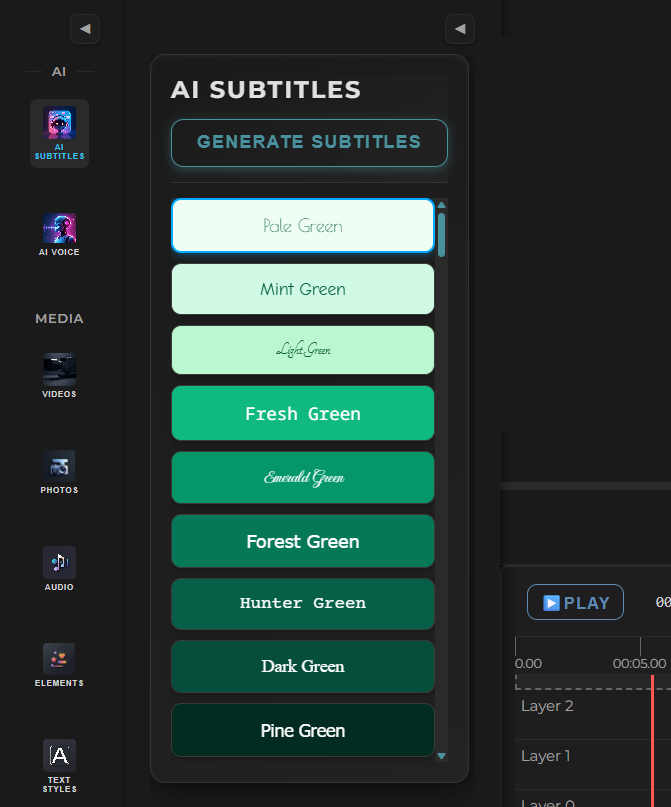 Scenith AI Subtitles Generation and Editing Interface